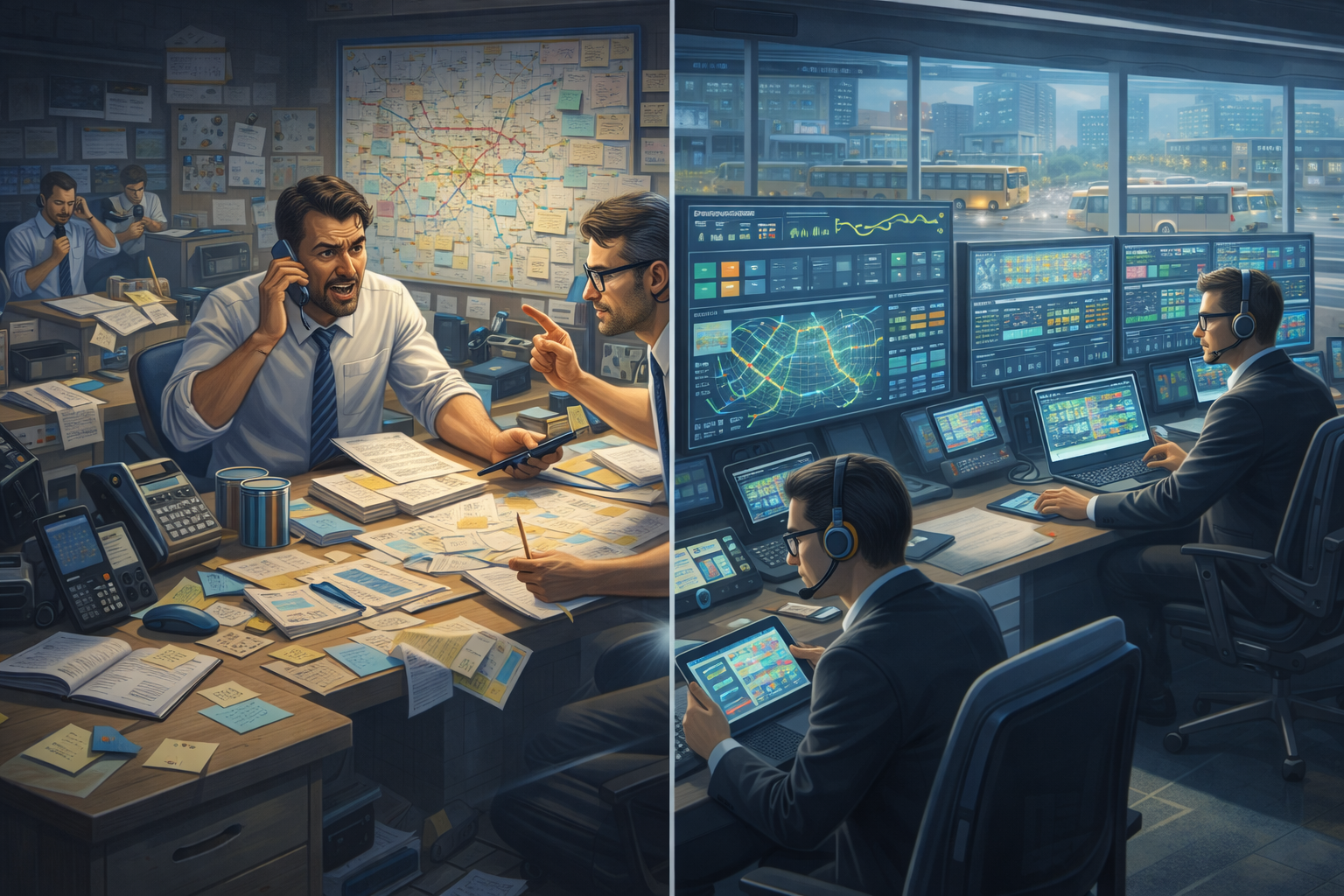 Public Transport Dispatch Systems: Manual vs Digital Control Centers