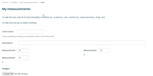 Customer Size Charts Addon for Cs Cart