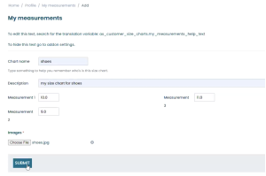 Customer Size Charts Addon for Cs Cart