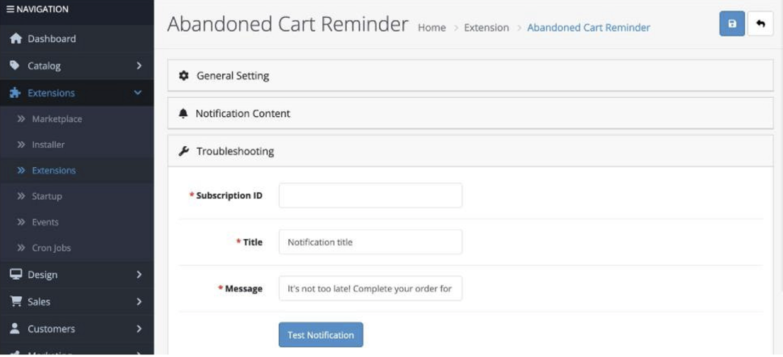 Abandoned Cart Reminder V4 for OpenCart — screenshot 1