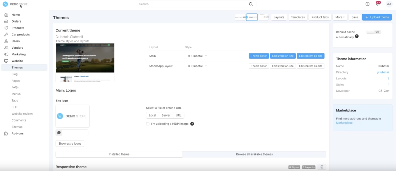 Backend Logo Addon for CS-Cart — screenshot 1