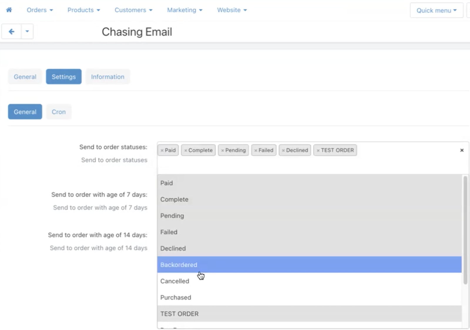 Customer Chasing Emails Addon for CS-Cart — screenshot 3