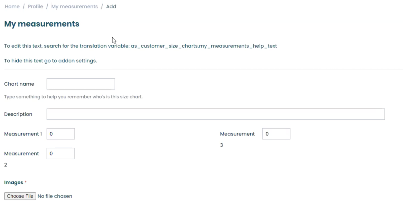 Customer Size Charts Addon for CS-Cart — screenshot 4