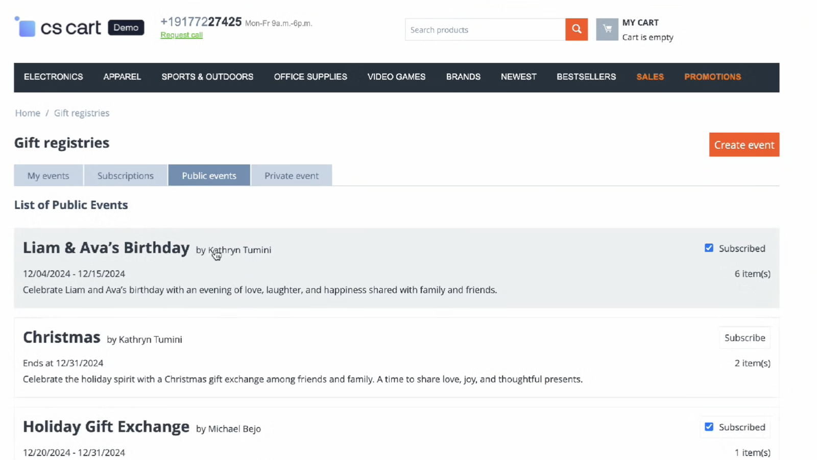 Gift Registry Addon for CS-Cart — screenshot 3