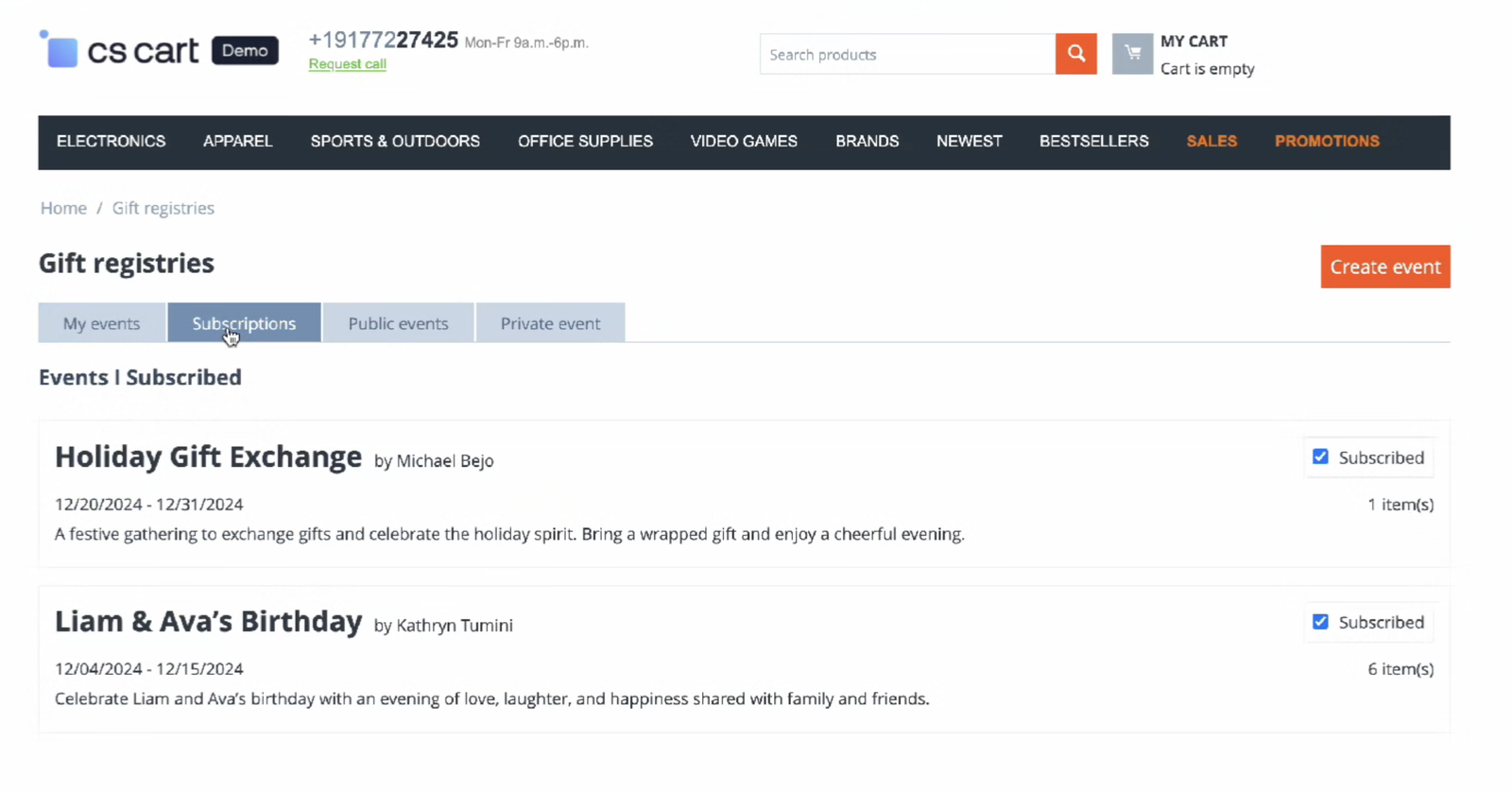 Gift Registry Addon for CS-Cart — screenshot 4