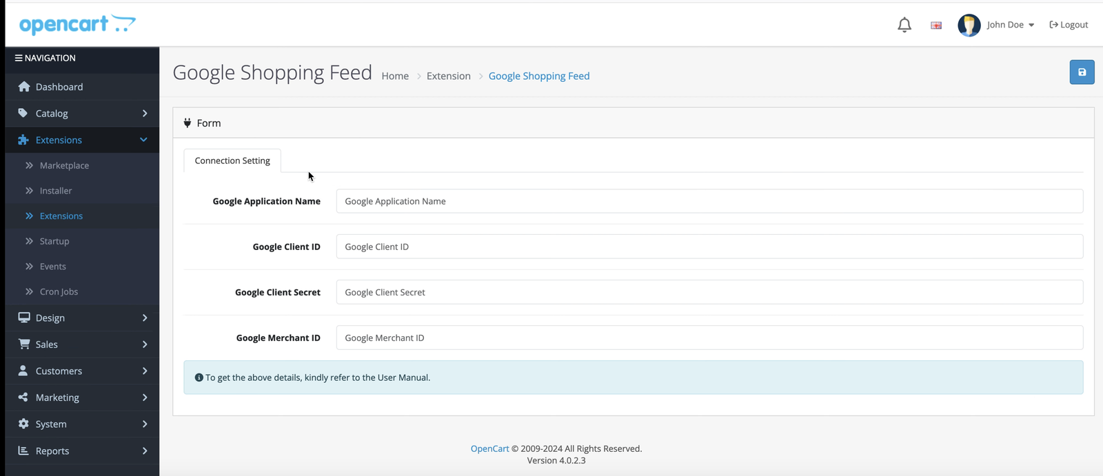Google Shopping Feed Addon V4 for OpenCart — screenshot 2