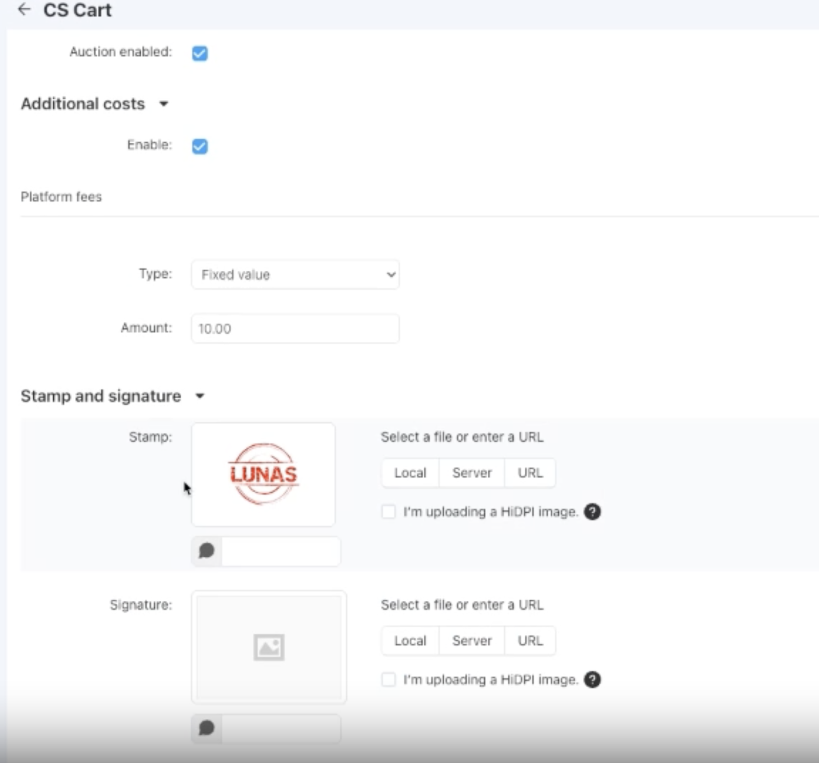 Invoice Stamp Addon for CS-Cart — screenshot 2