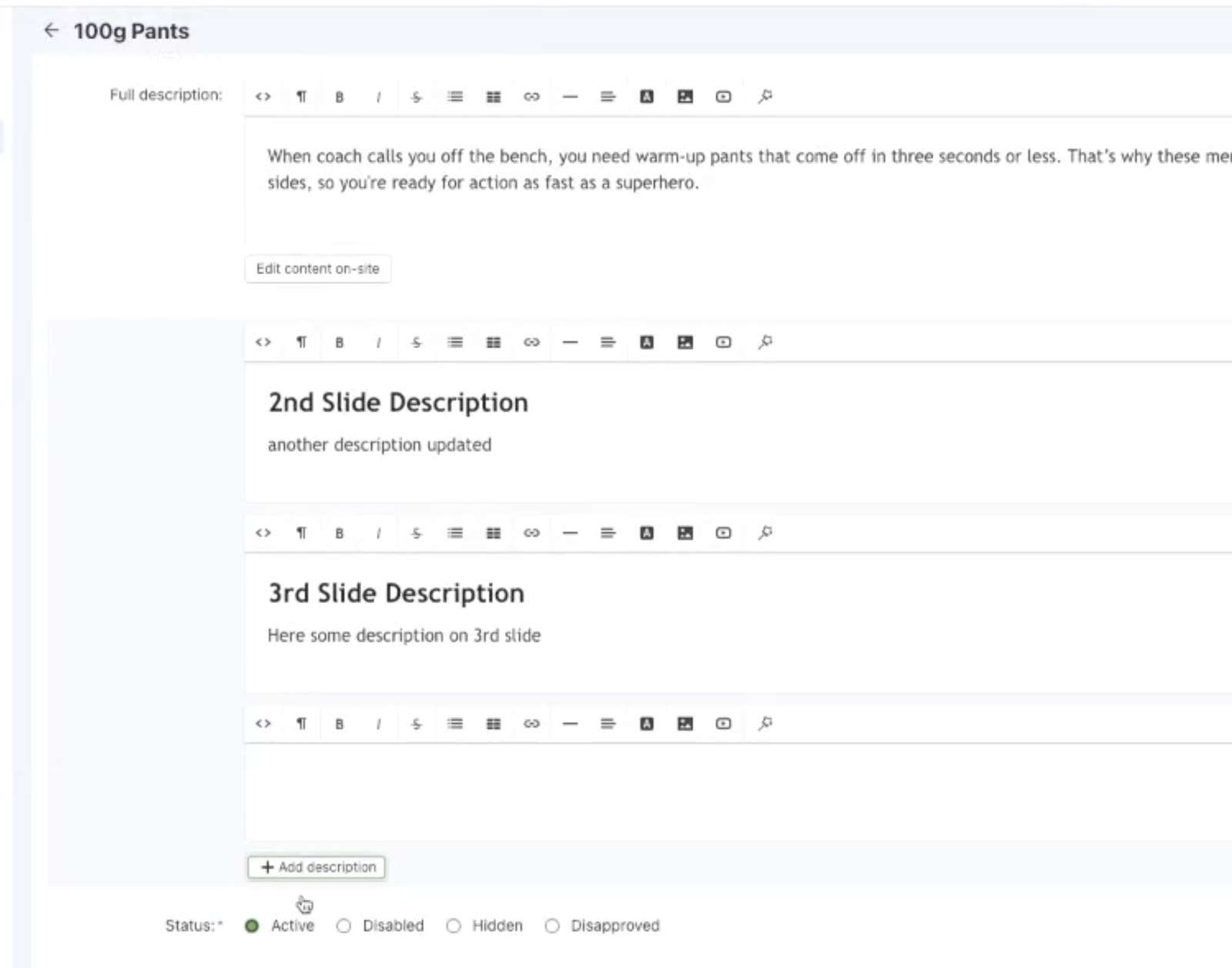 Multiple Product Description Addon — screenshot 3