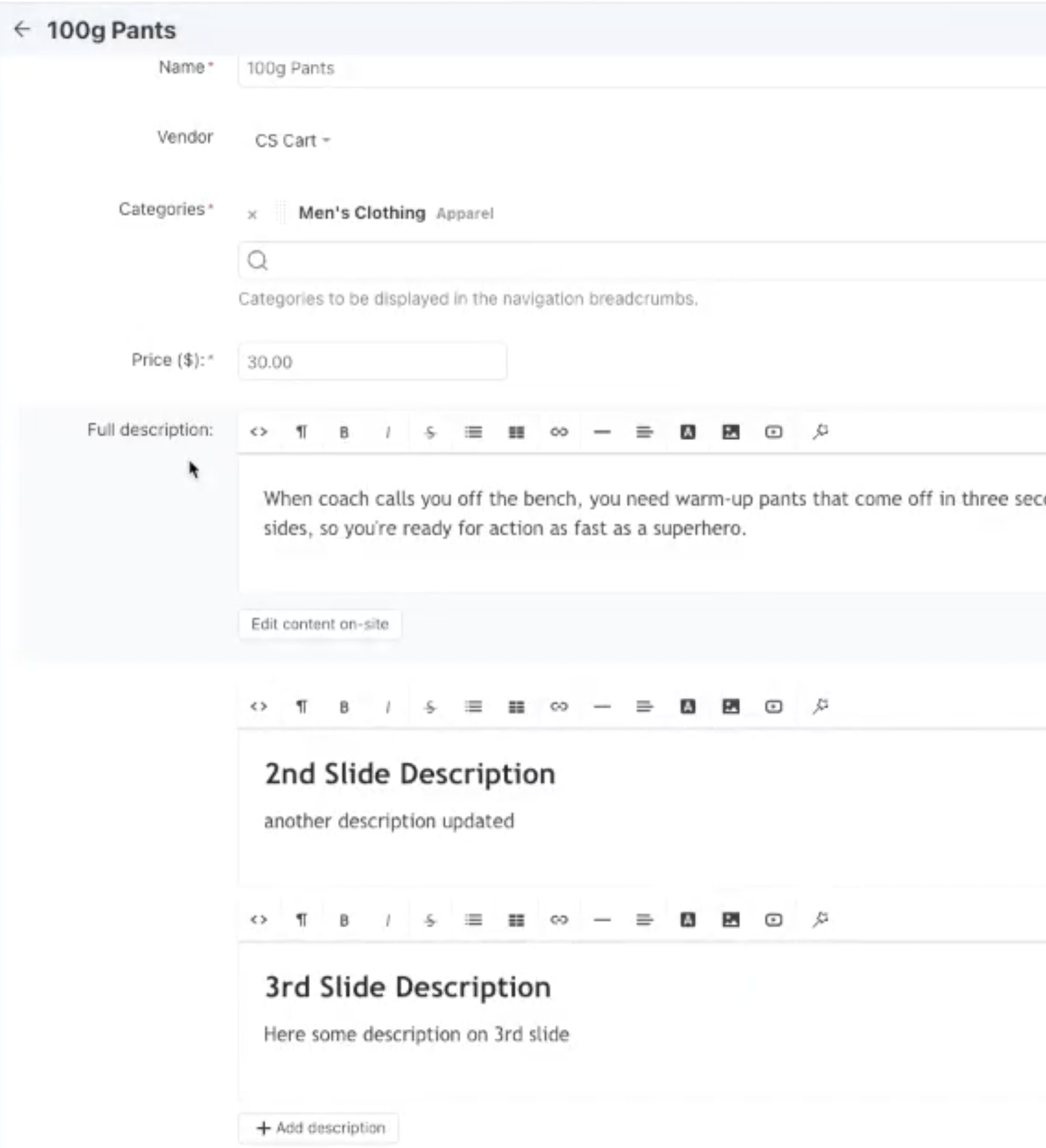 Multiple Product Description Addon — screenshot 4