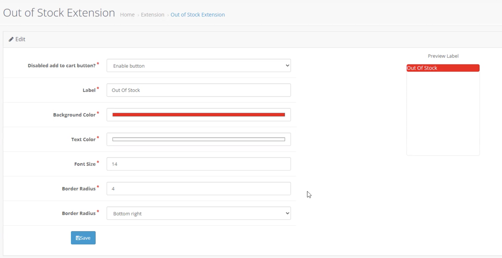 Out Of Stock Module for OpenCart — screenshot 2