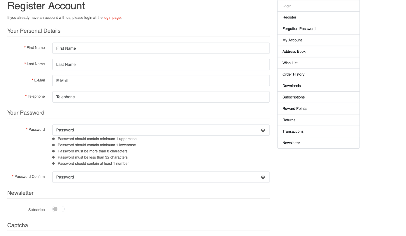 Password Checker V4 for OpenCart — screenshot 1