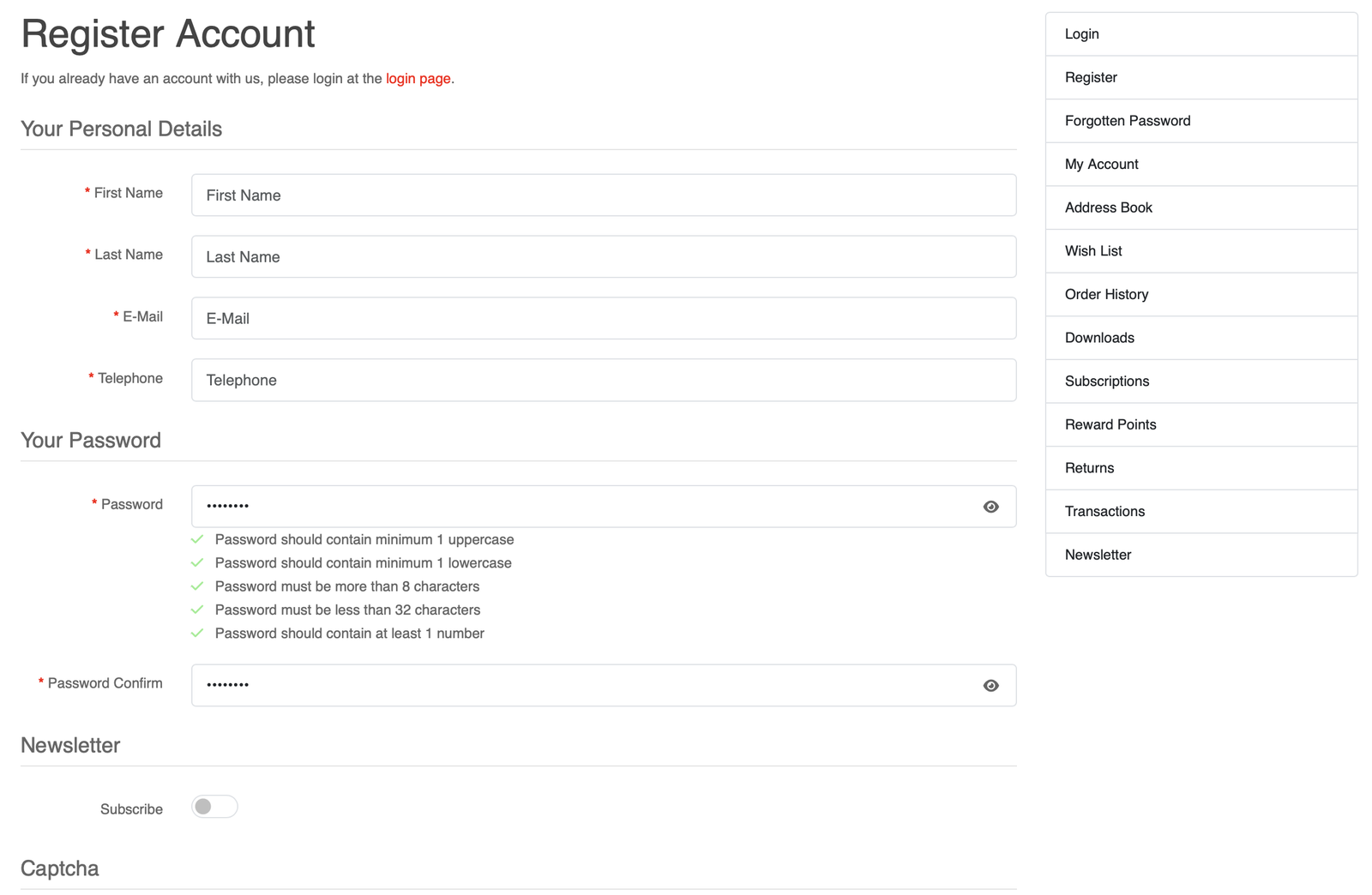 Password Checker V4 for OpenCart — screenshot 2