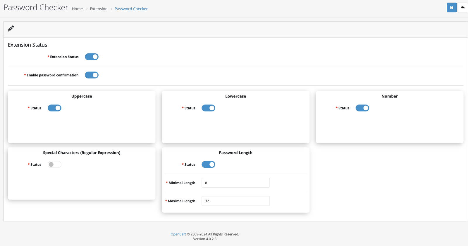 Password Checker V4 for OpenCart — screenshot 3