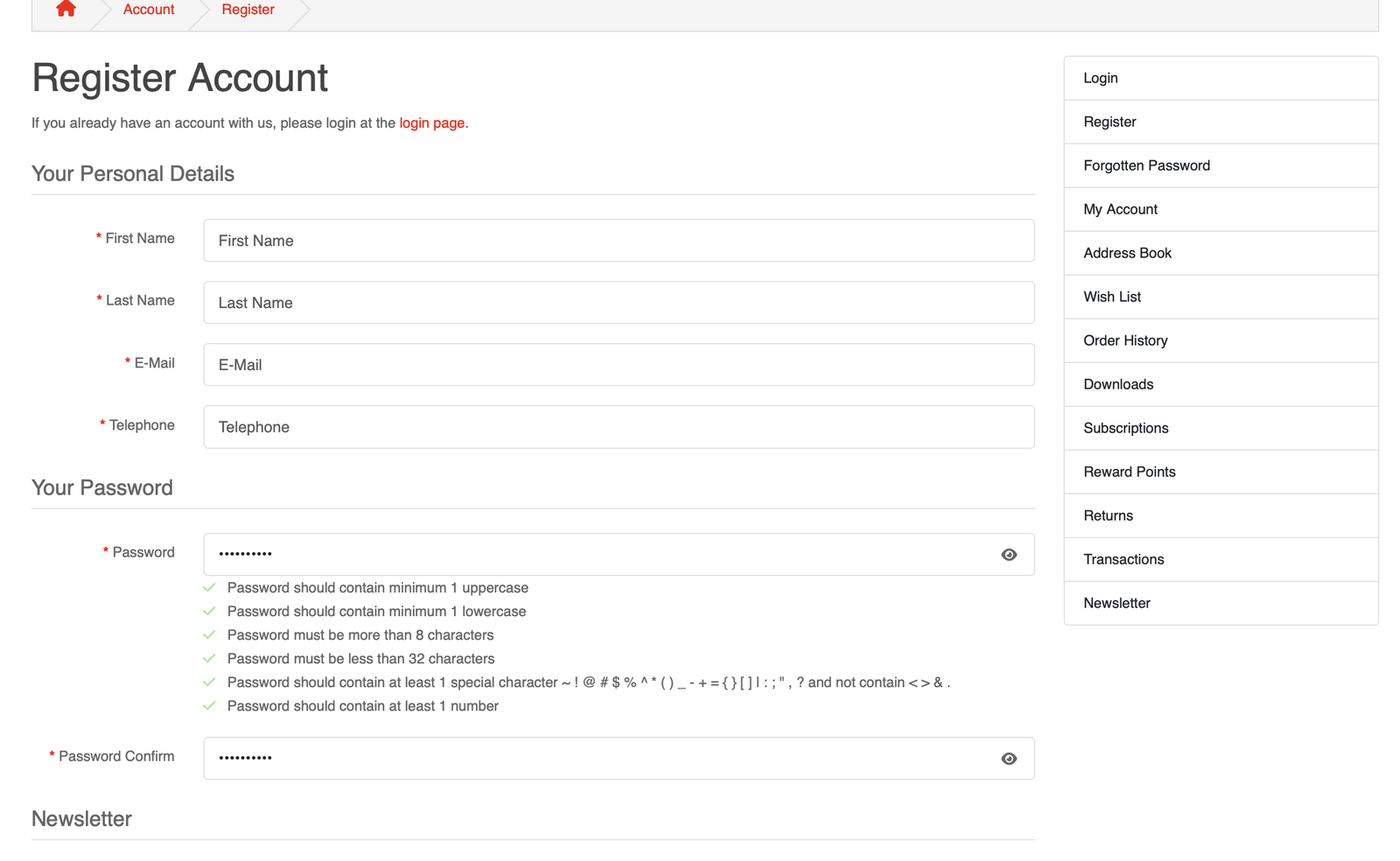 Password Checker V4 for OpenCart — screenshot 5