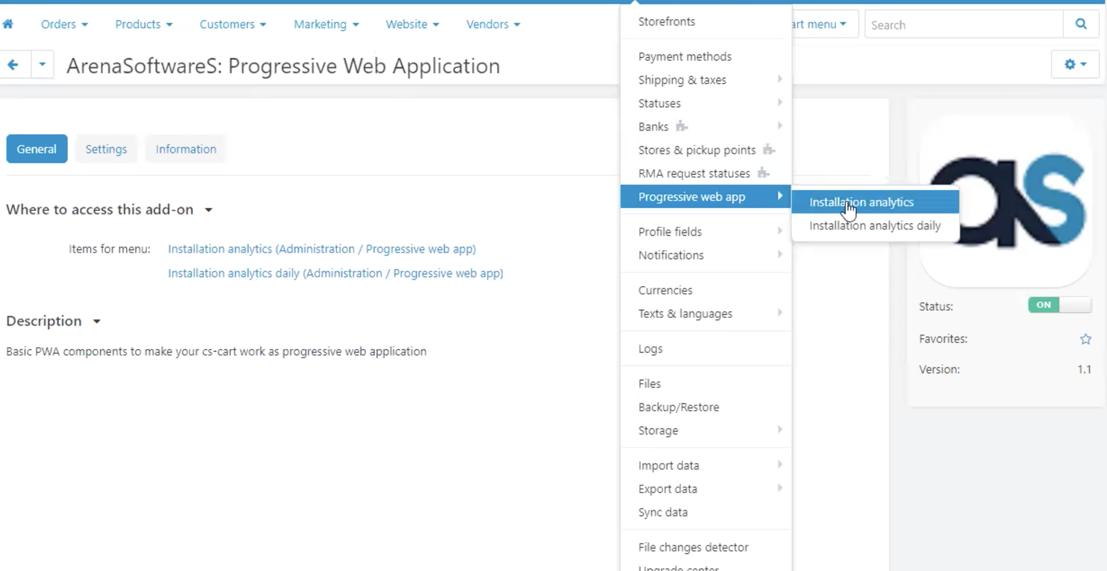 Progressive Web Application Addon for CS-Cart — screenshot 3
