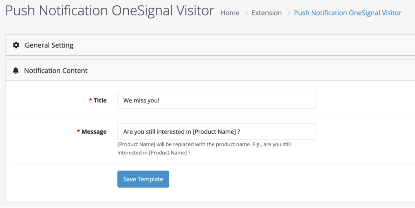 Push Notification Module (OneSignal) for OpenCart — screenshot 3