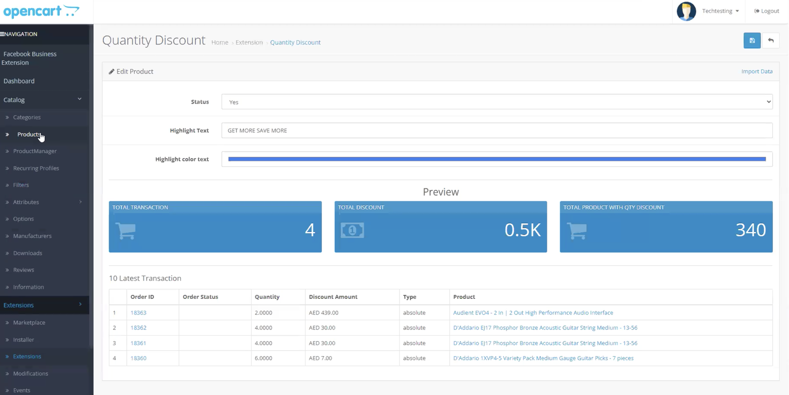 Quantity Discount Module for OpenCart 4 — screenshot 3