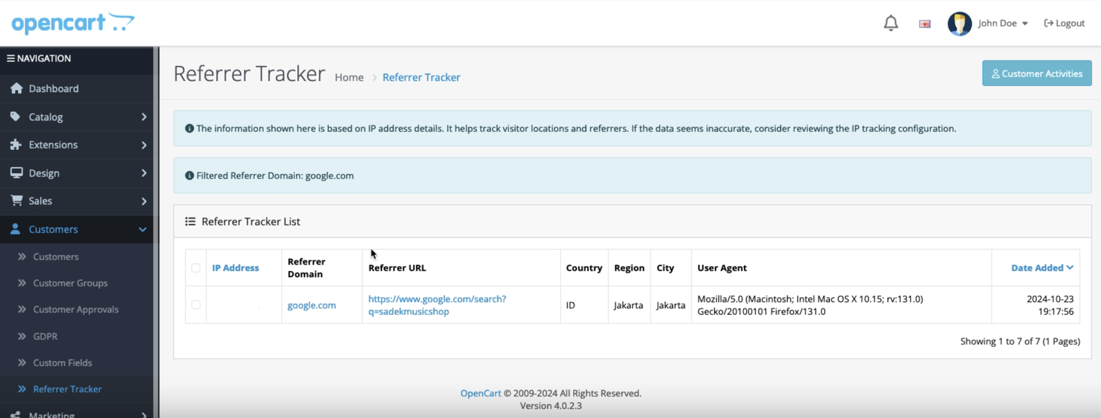 Referrer Tracker V4 for OpenCart — screenshot 2