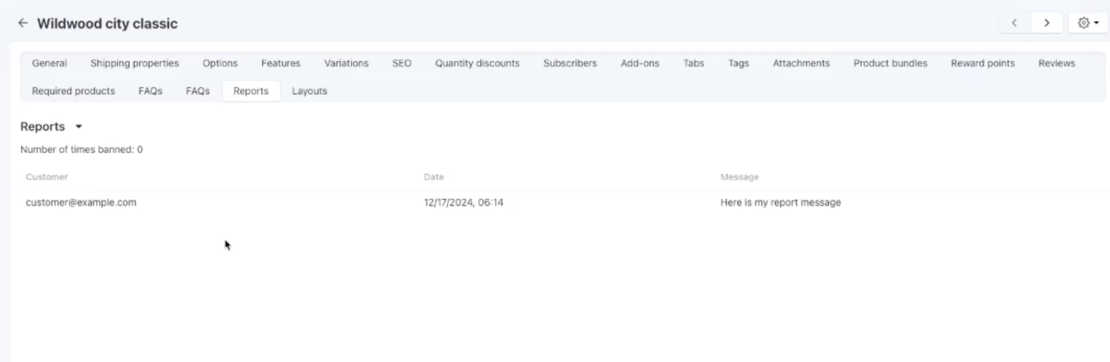 Report a Product Addon for CS-Cart — screenshot 1