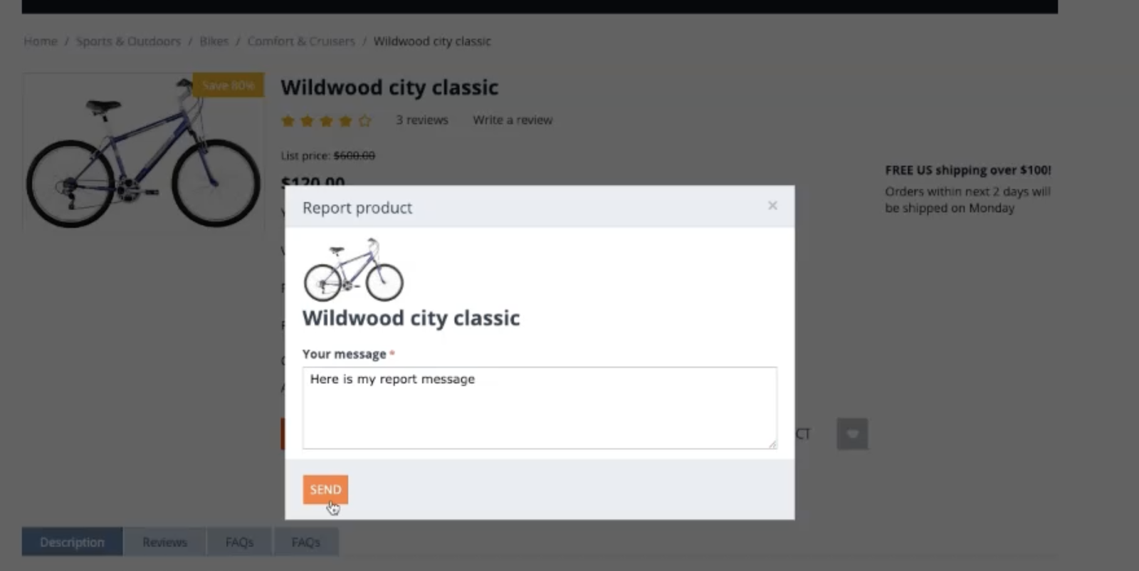 Report a Product Addon for CS-Cart — screenshot 3