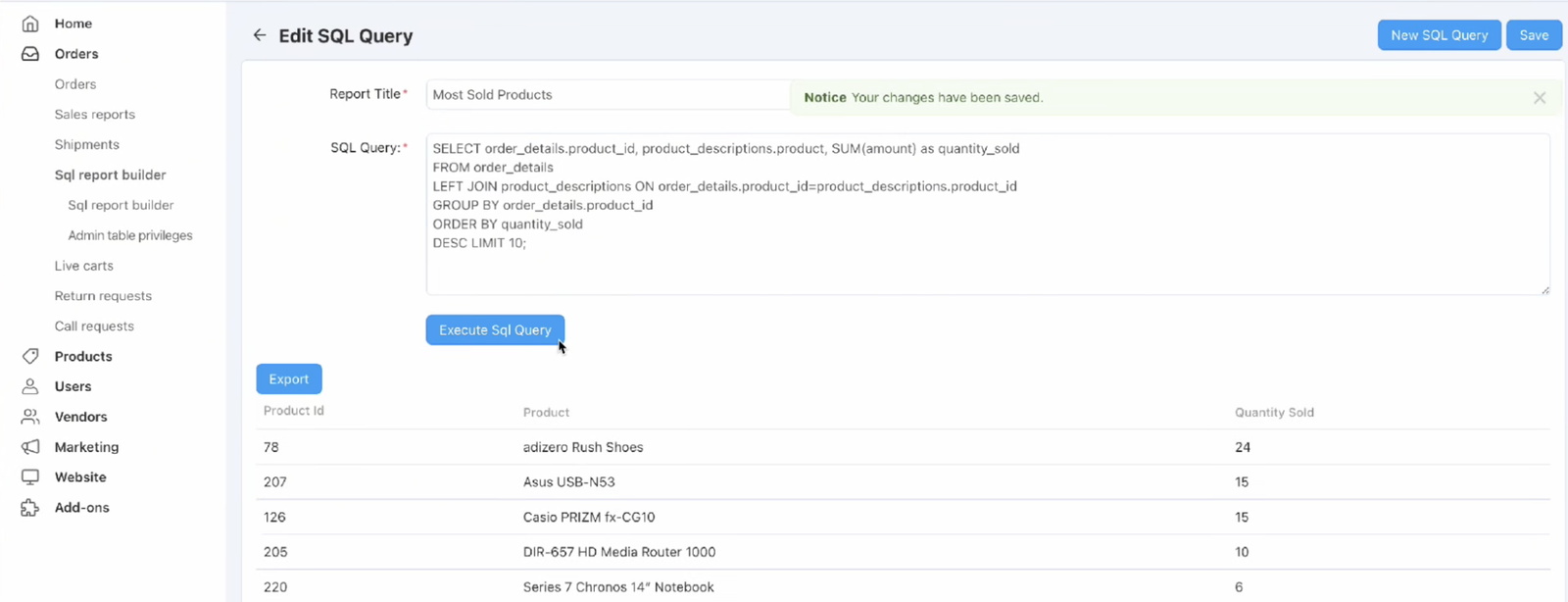 SQL Report Builder — screenshot 2